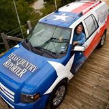 Texas Country Reporter's custom-painted vehicle with Bob Phillips driving